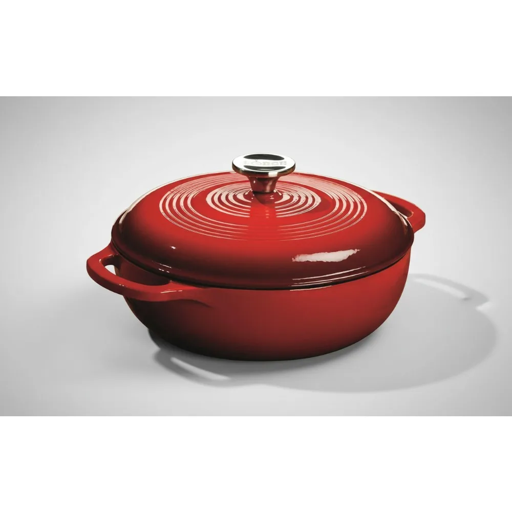 

3 Quart Enameled Cast Iron Dutch Oven with Lid - Oven & Stovetop Safe to 500°F - Perfect for Cooking, Baking & Serving Meals