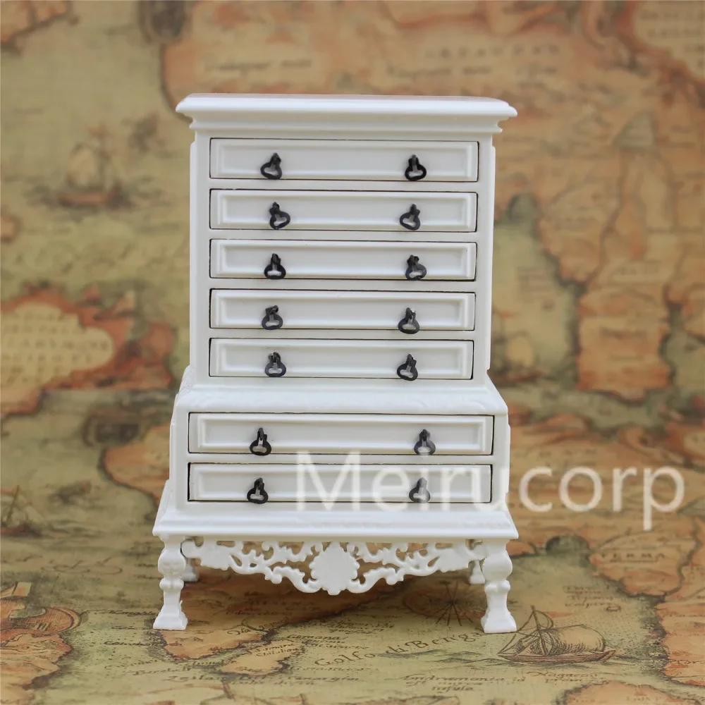 

Doll house 1/12 scale miniature furniture white Well handmade Drawer cabinet