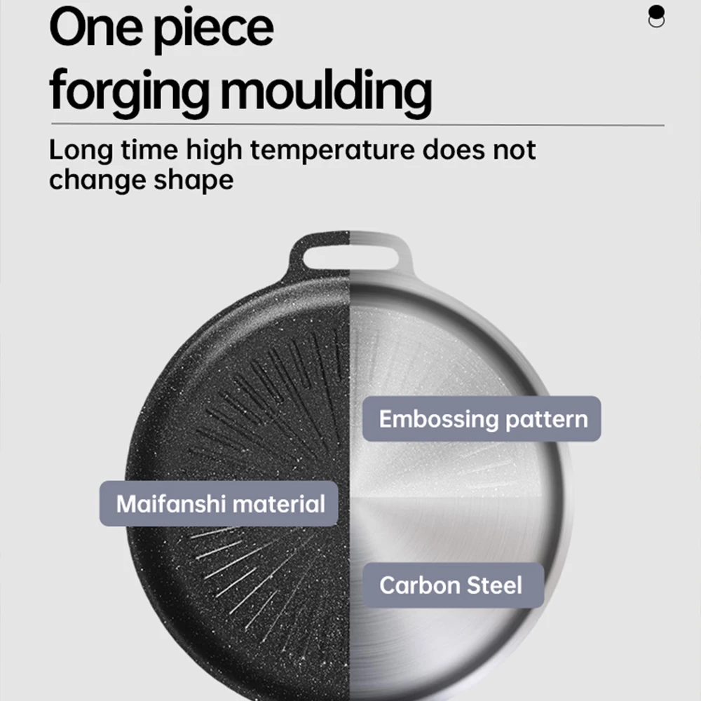 34CM Outdoor BBQ Grill Pan Non Stick Baking Tray Korean Barbecue Roastig  Grill Plate Camping Pot Frying pan Kitchen Cookware