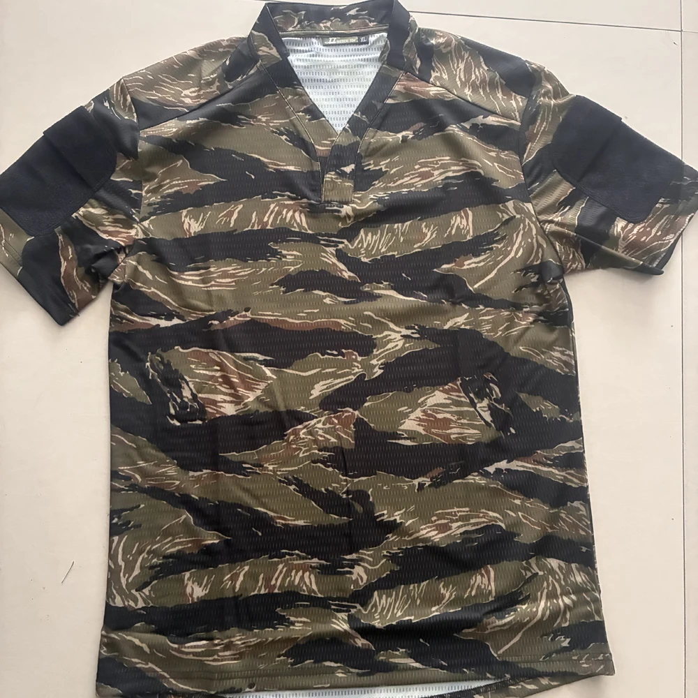 Tactical summer green tabby outdoor quick-drying tactical combat T-shirt short-sleeved V-neck training top