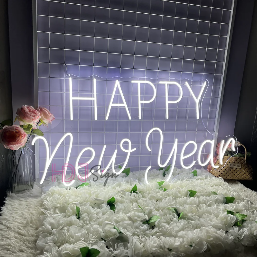 سنة جديدة سعيدة LED النيون علامات غرفة المنزل حفلة وحدة إضاءة LED جداريّة ديكور عيد الميلاد أضواء النيون السنة الجديدة الديكور هدايا للأطفال #3