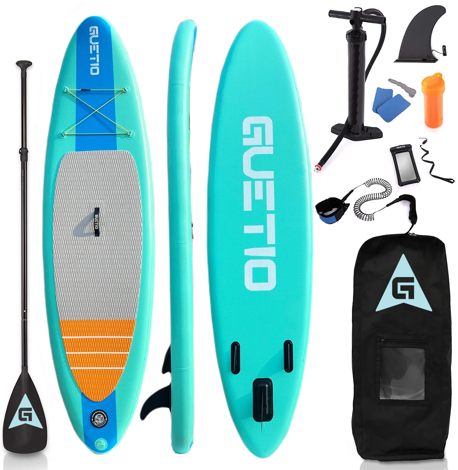 GUETIO New Trend Foldable Light Weight Inflatable SUP Stand Up Surfboard Paddle Board With Accessories