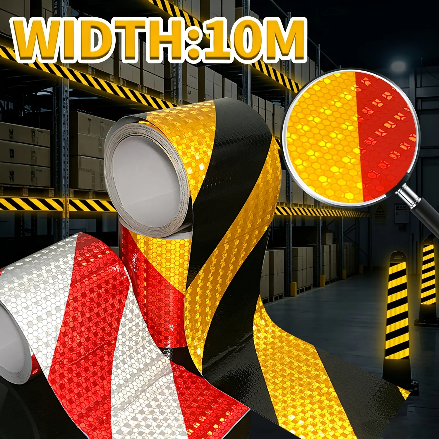 10CM Car Reflective Tape Twill Outdoor Warning Safety Tape for Roadblocks, Construction Zones, Vehicles, Pedestrian Crossings