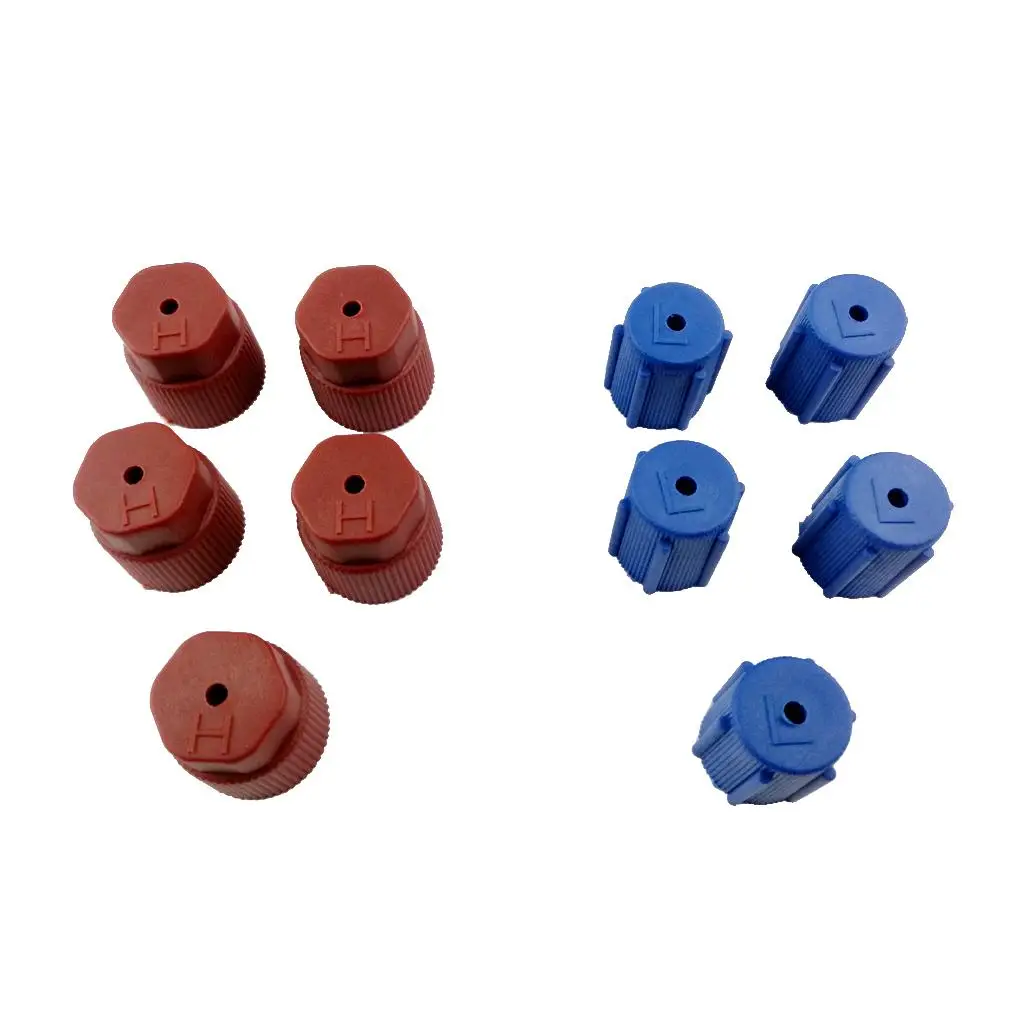 4/12 Pieces Air Conditioning Service Port R134a Side Air Conditioner Cap 13mm Blue & 16mm Brown Conversion Kit Plastic