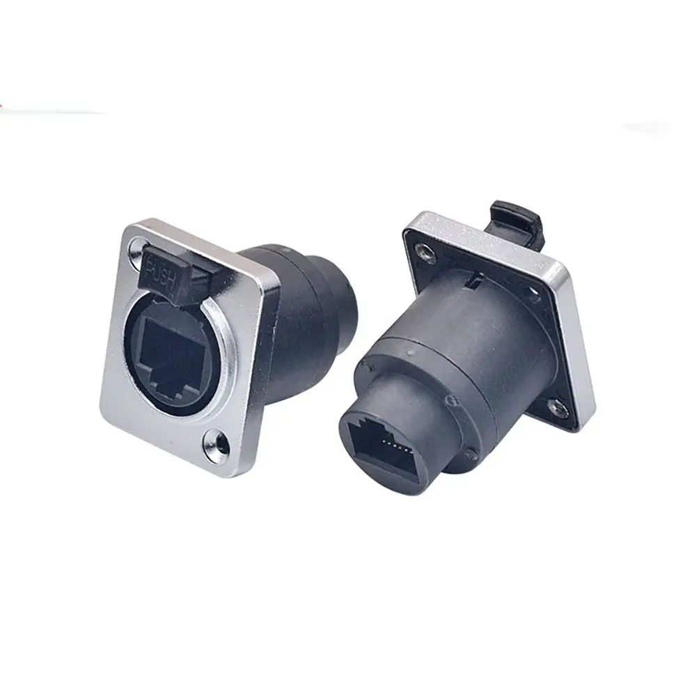 Waterproof RJ45 Network Connector with Rubber Cover D Type Panel Mount RJ45 Ethernet Connector Network Cable Holder