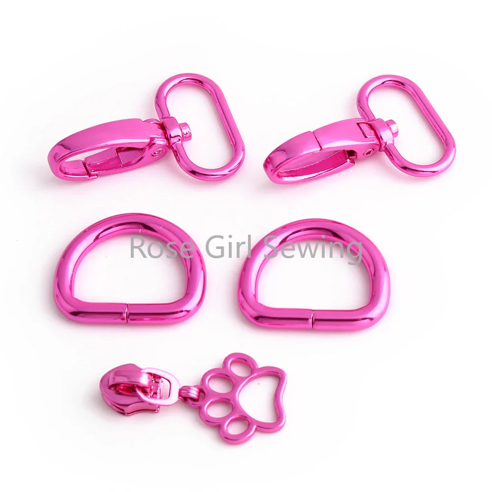 5/40/100PCS 25mm Hot Pink Snap Hook Triangle Ring Pin Buckles Rivet For Backpack Bags Swivel Lobster Clasp Connector Accessories