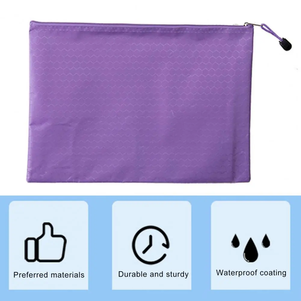 Lightweight File Organizer Waterproof Oxford Cloth File Bag with Zipper Lanyard Design for Capacity Document Storage Office