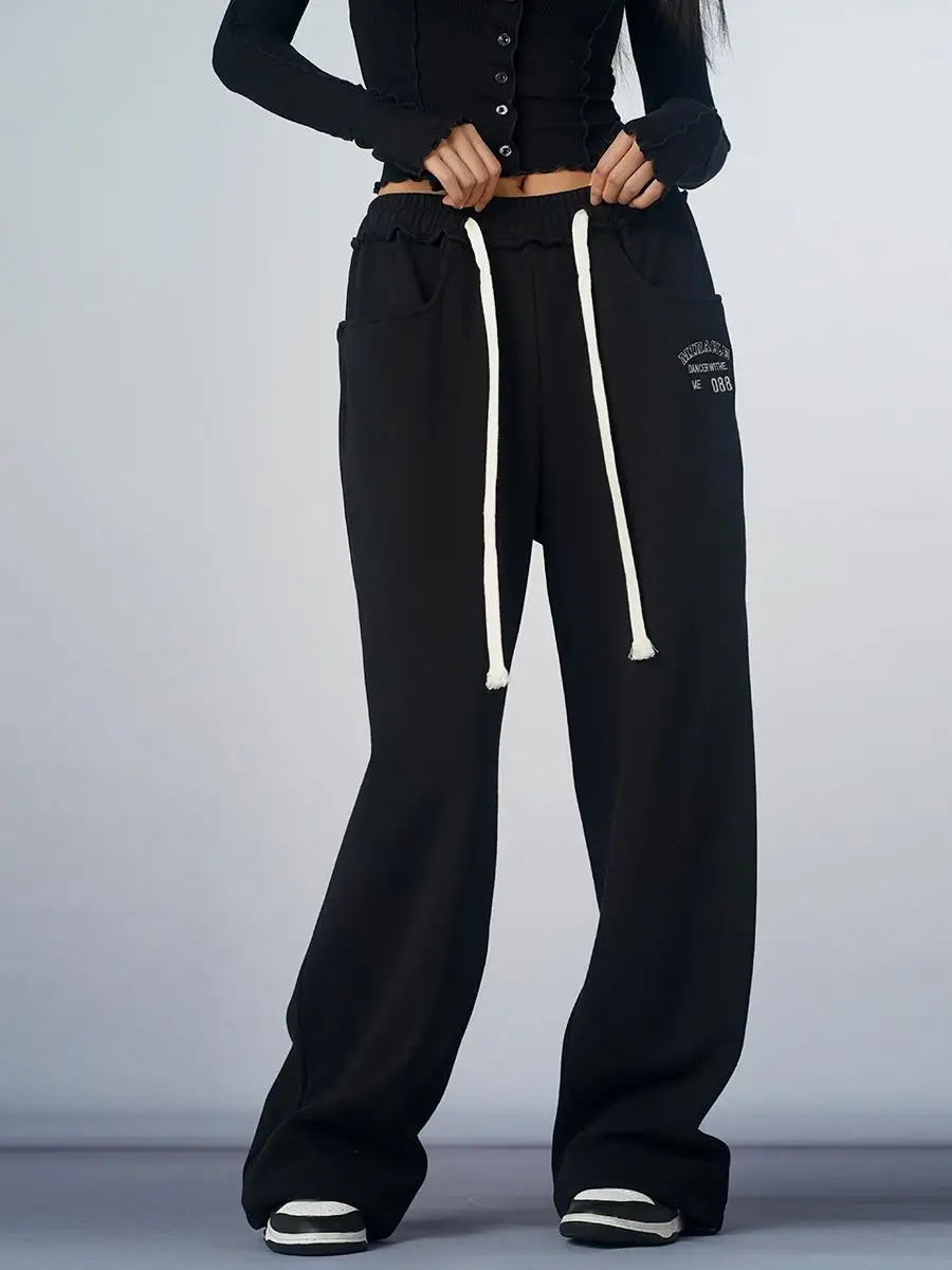 

Брюки MC Miracle Casual с вышивкой и флисовой подкладкой, прямого кроя, весна 2025, новинка, универсальные, свободного кроя, длинные