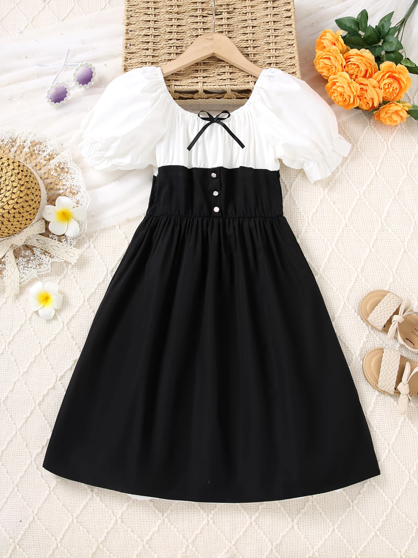

Summer New Girls' Round Neck Chiffon Dress With A Girlish Style And A Cinched Waist. Fairy Super Fairy Forest Style Dress