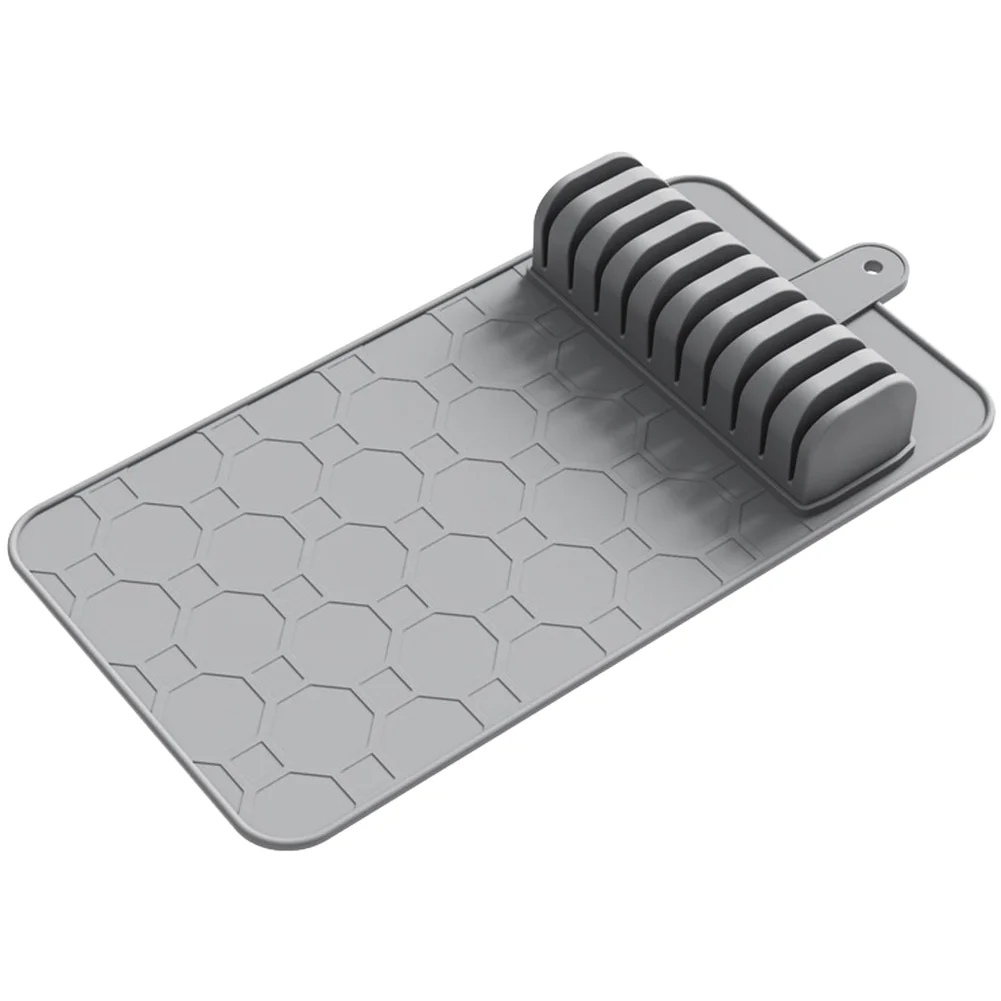 Cutlery Storage Tray Built from Soft Silicone with Drainage Capability Detachable Compartments and Hanging Hole for Storage