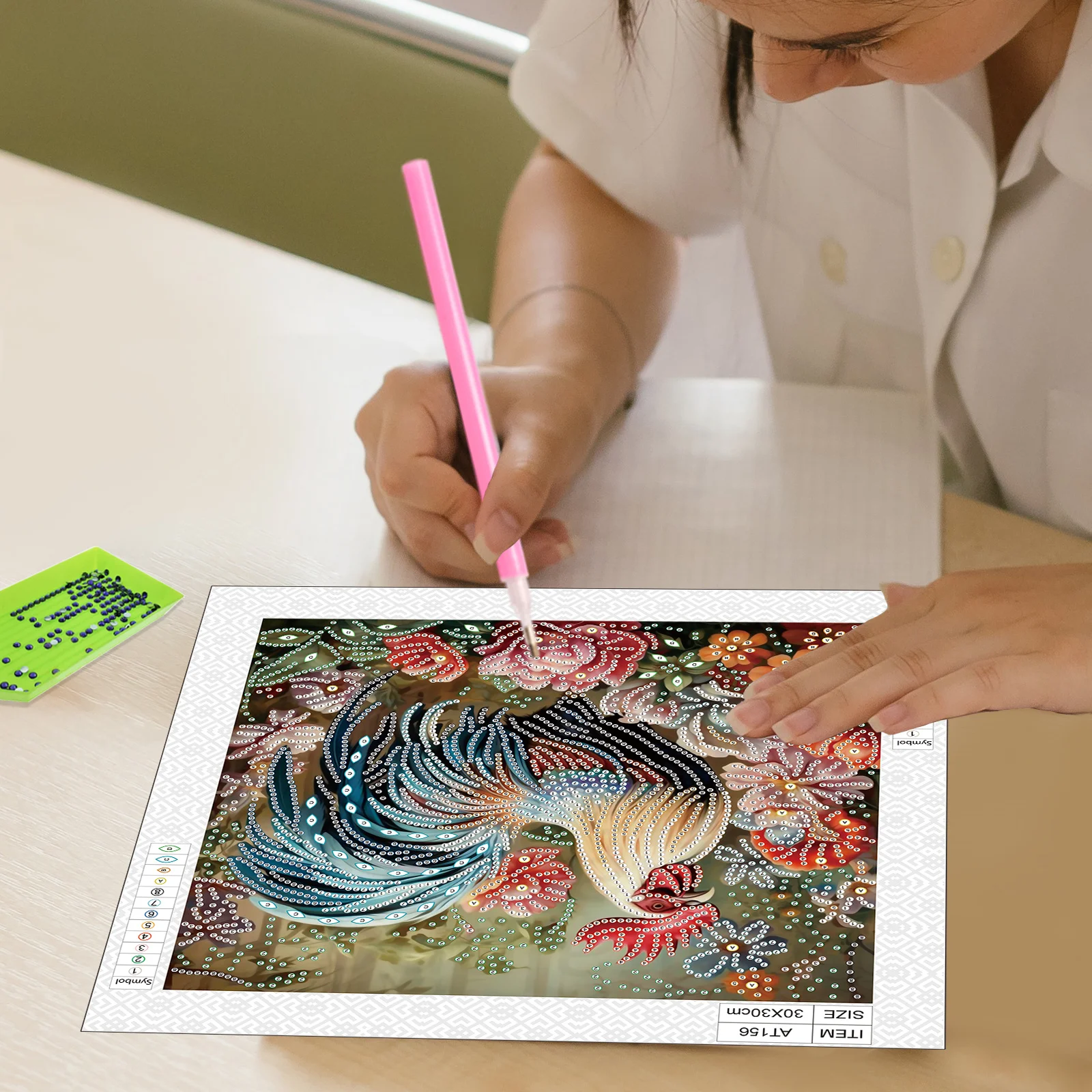 DIY Rooster and Flower 5D Special Shape Diamond Art Kits for Beginners,Diamond Art Painting Kits for Home Wall Decoration Gift