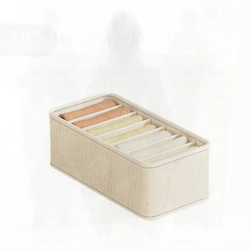 

Tianshan Cotton Linen Underwear Panties Socks Storage Box 3-in-1 Fabric Art Clothing Organizer Light Luxury 6-Grid 7-Grid
