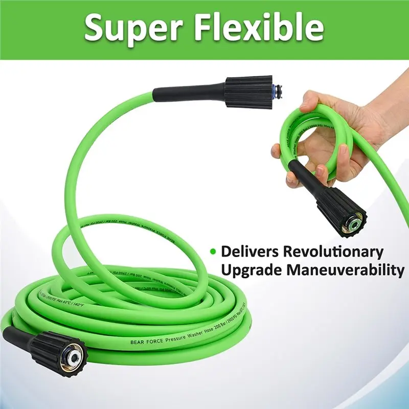 A82M-M22-Pin 14/15 Carwash Extension Hose 10M/32Ft Super Flexible Pressure Washer Hose 2900 PSI Power Washer Hose 1/4