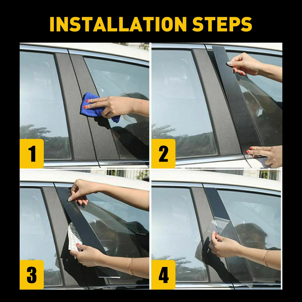 8Pcs/Set Fit For Nissan Altima 2013 2014 2015 2016 2017 2018 Car Accessories Black Window Door Pillar Waterproof B C Sticker