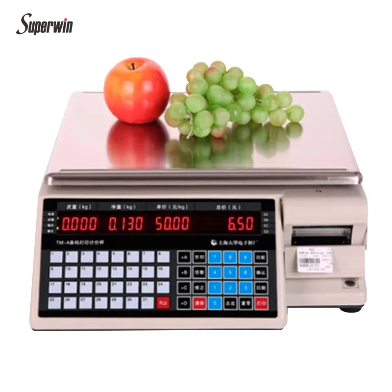 OIML TM-AA Commercial Price Computing Barcode Label Printing Cash Register Digital Fashion Scale with Printer