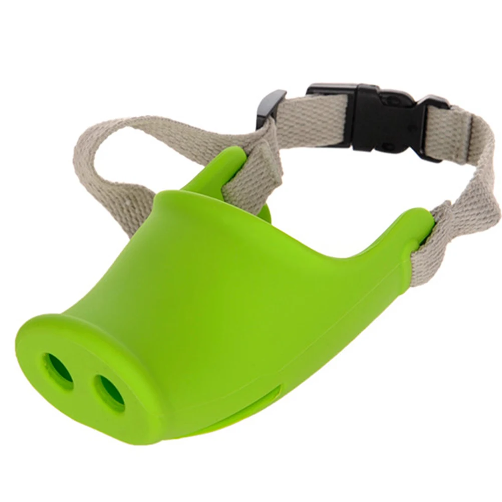 

Dog Muzzle Pet Mouth Bound Device Anti Barking Mask Adjustable TPR Rubber Pig Shape Child Accessories