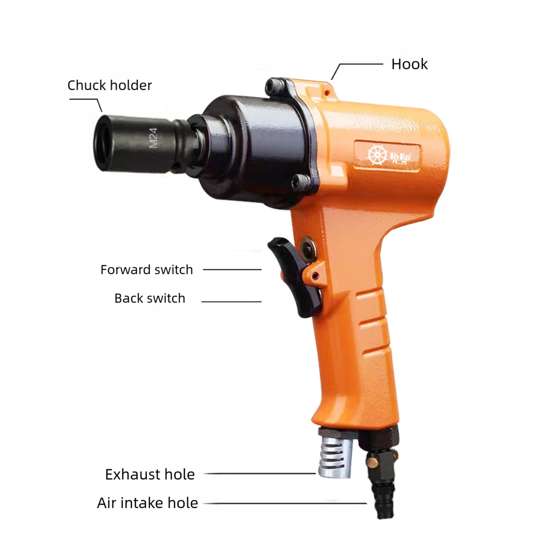 High Power Steel Plate Pneumatic Tapping Machine With 1/4 Air Inlet For M12-M24 Screw Tap Drill Bits Pneumatic Tools