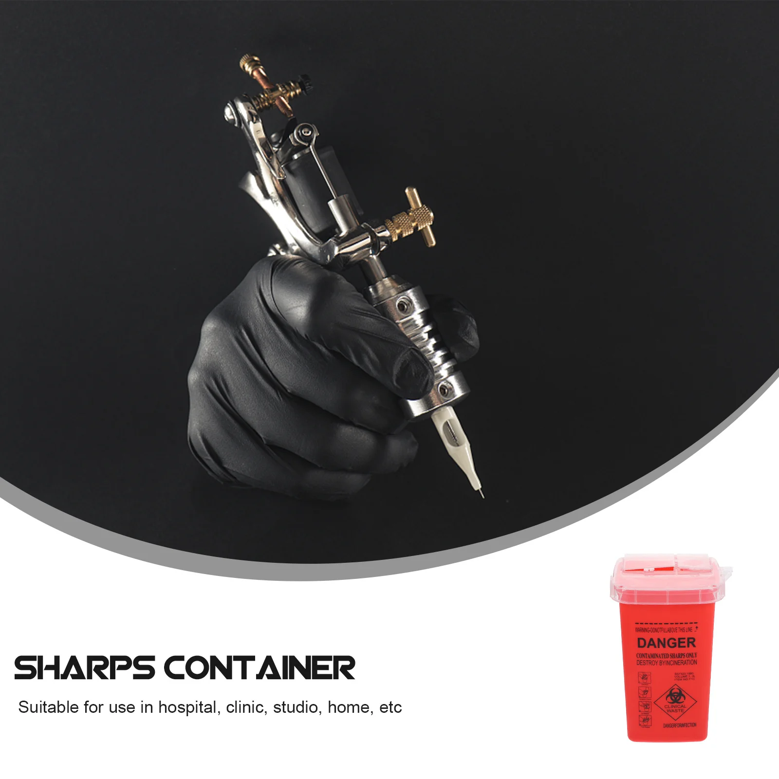 

1pc Sharps Container Red Durable Needle Disposal Bin Portable Compact Medical Waste Solution For Home Clinic Hospital Travel Use