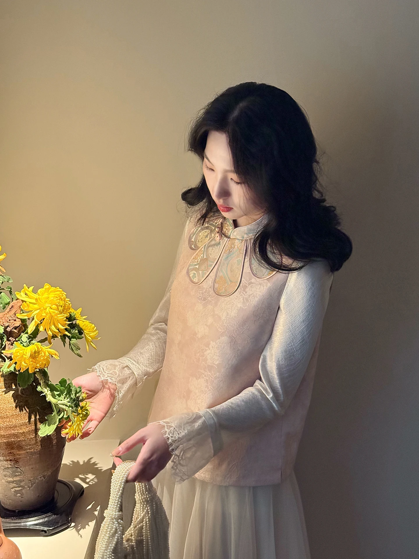 

New Chinese Sle Loose Pink Satin Vest Spring Summer New Design Sensation National Sle Soft Snow Cherry Women's Jaet