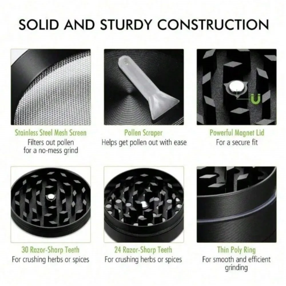 Moedor de ervas de astronauta de metal, 50mm, 4 camadas, moinho de especiarias, argamassa, grama crua, moedor de tabaco, ferramenta de cozinha, acessórios para fumar cigarro