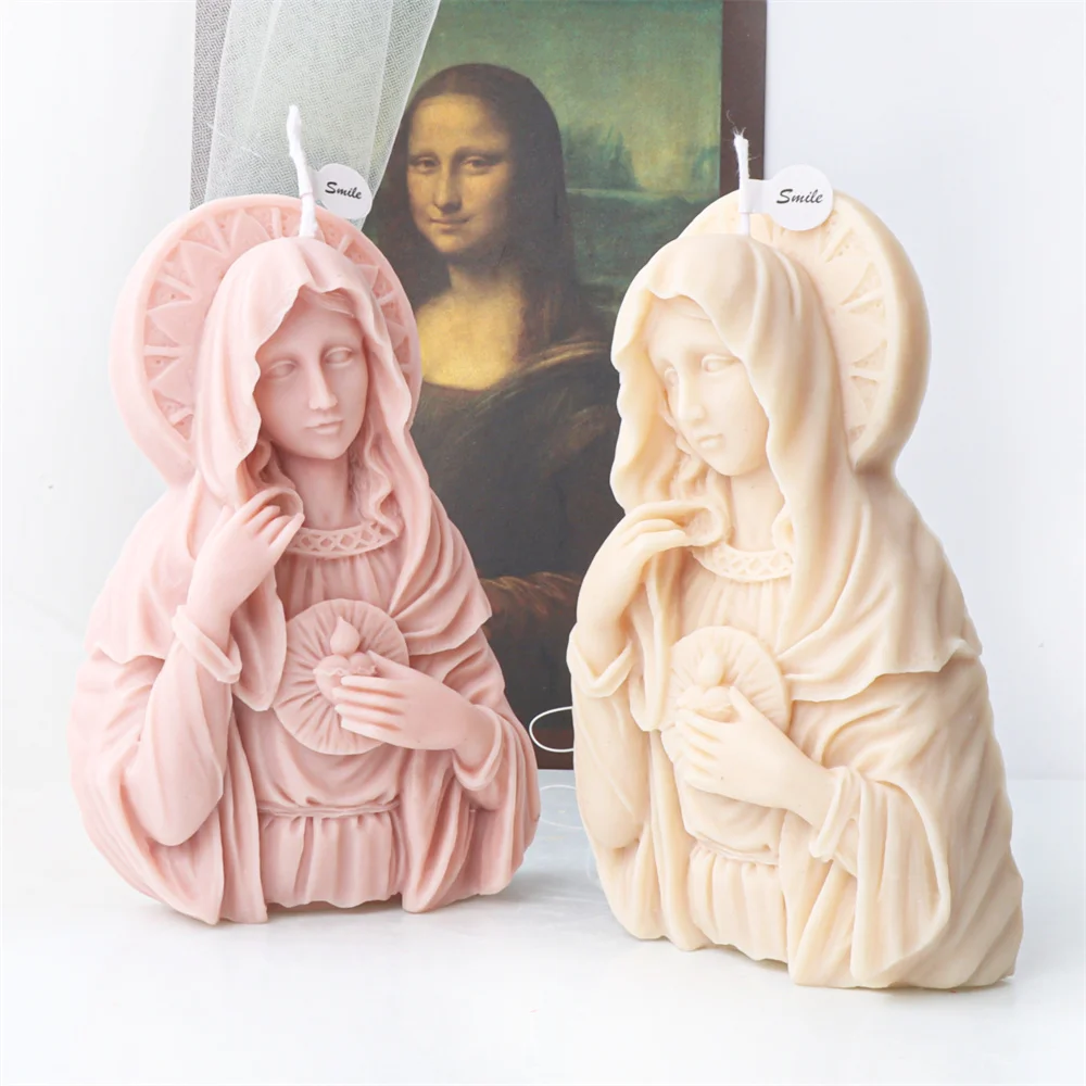 Catholic Holy Family Candle Mold Jesus Virgin Mary Figurine Silicone Mould Handmade 3D Gift Christmas Home Decoration DIY Molds