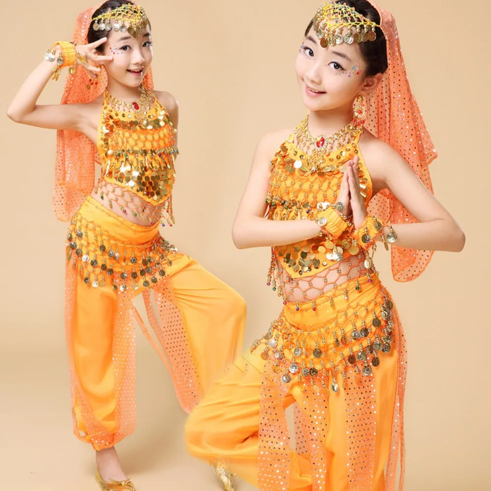 New Design Kids Indian Dance Costume Set - Bollywood Belly Dance Outfit for Children's Xinjiang & Tianzhu Performances