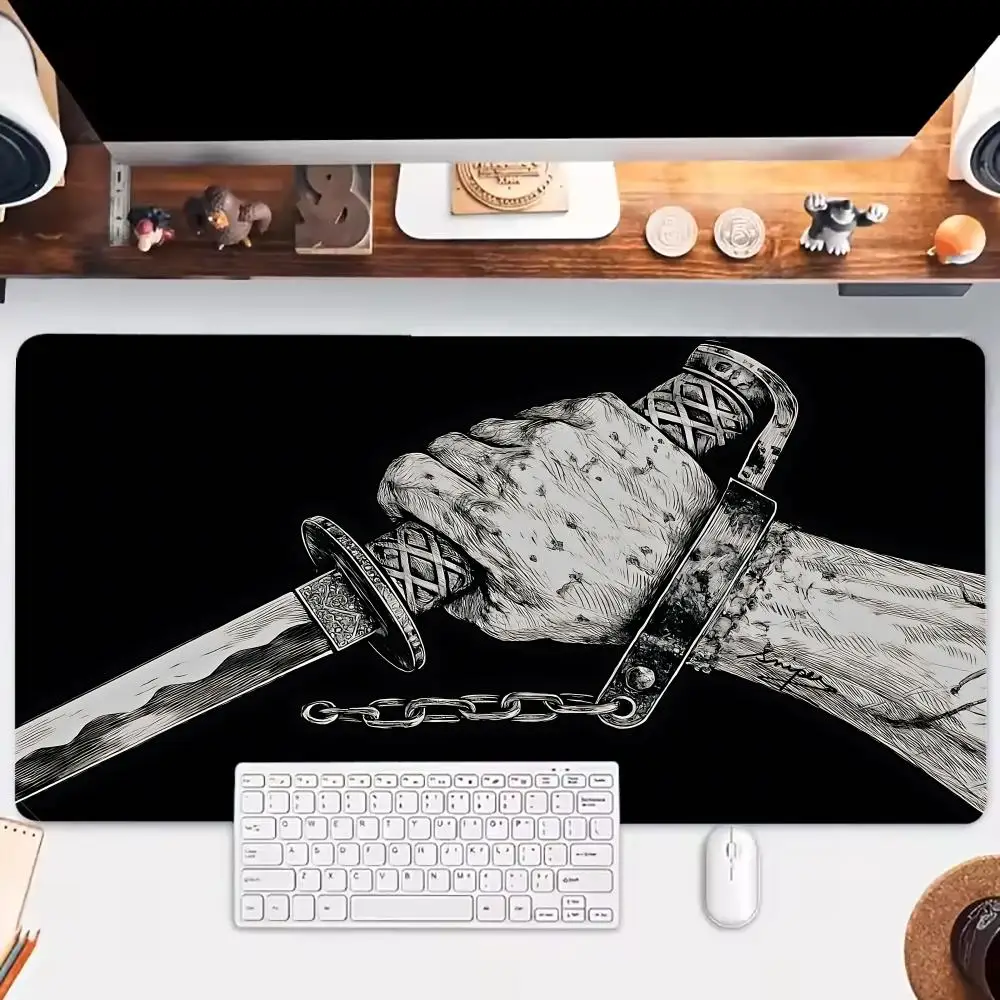 

Cool Samurai sword Desk Accessory Aesthetic Mouse Pad Large Gaming Mousepads Non-slip Laptop Nootbook Game Tablet Mat PC Playmat