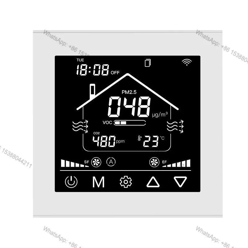 2026 Hot ERV Recuperator With Heat Recovery Ventilation High Efficiency Air Exchange CO2 PM2.5 VOC Temp and Humid Controller