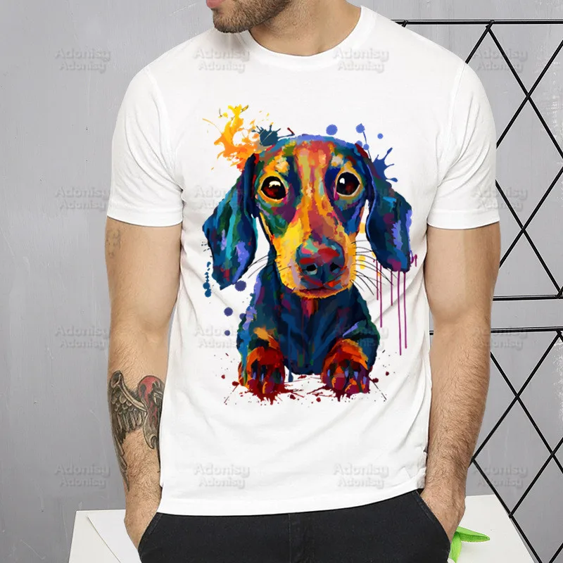 Dachshund Teckel Cute Dog Men's Tshirt Cute Printing Shirt Mens Fashion T-Shirt For Men Casual Tops Short Sleeve