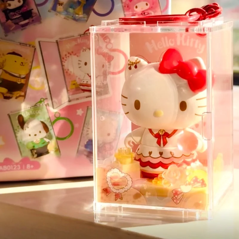 AREA-X Sanrio Family Cute Star Sparkling Series Building Blocks Keychain Pendant Kitty Kuromi Puzzle Assembly Festival Gift
