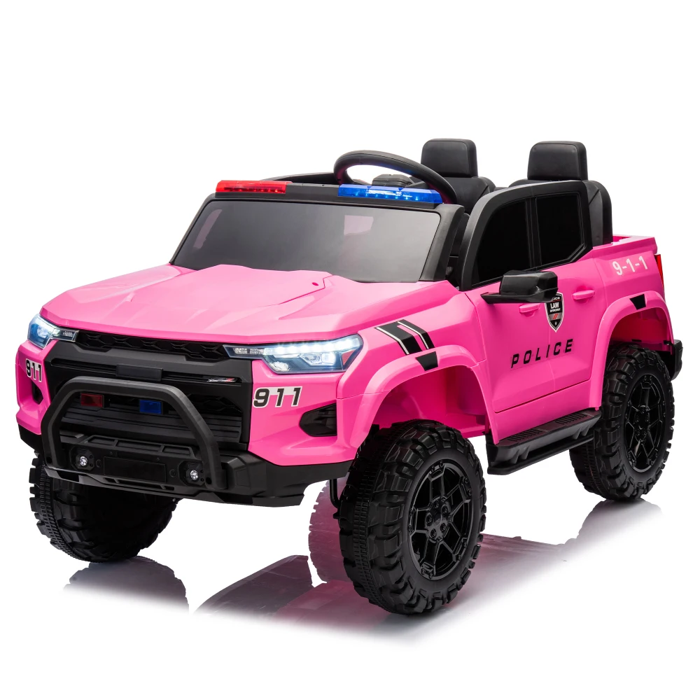 24V Two-seater Child Ride Electric Pickup Truck with Top Warning Light,  Children Over 3 Years Old. Electric Car for Kids