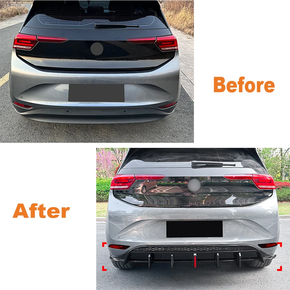 Rear Bumper Lip Diffuser Spoiler For VW ID.3 2019+ Modification Car Styling Accessories