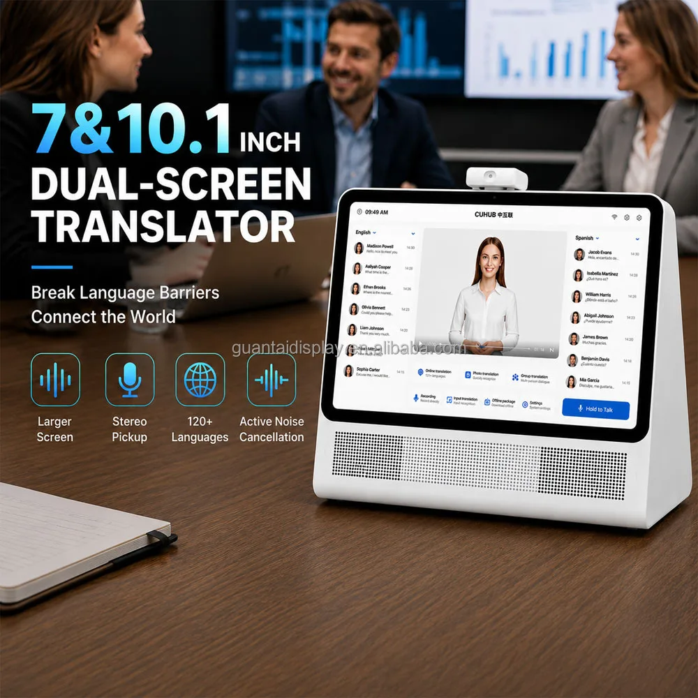 Dual 10.1 Inch Touch Screen Smart AI Language Translator Real Time Voice Video Translation for Global Business Scenarios