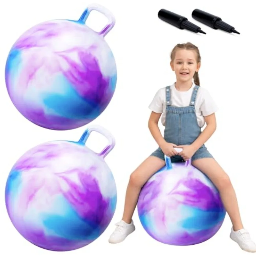 Hopper Ball 2-pack 18 inch opblaasbare stuiterbal met handvat voor wolken Kleur Binnen Buiten Actief speelspeelgoed Beste Kerstmis