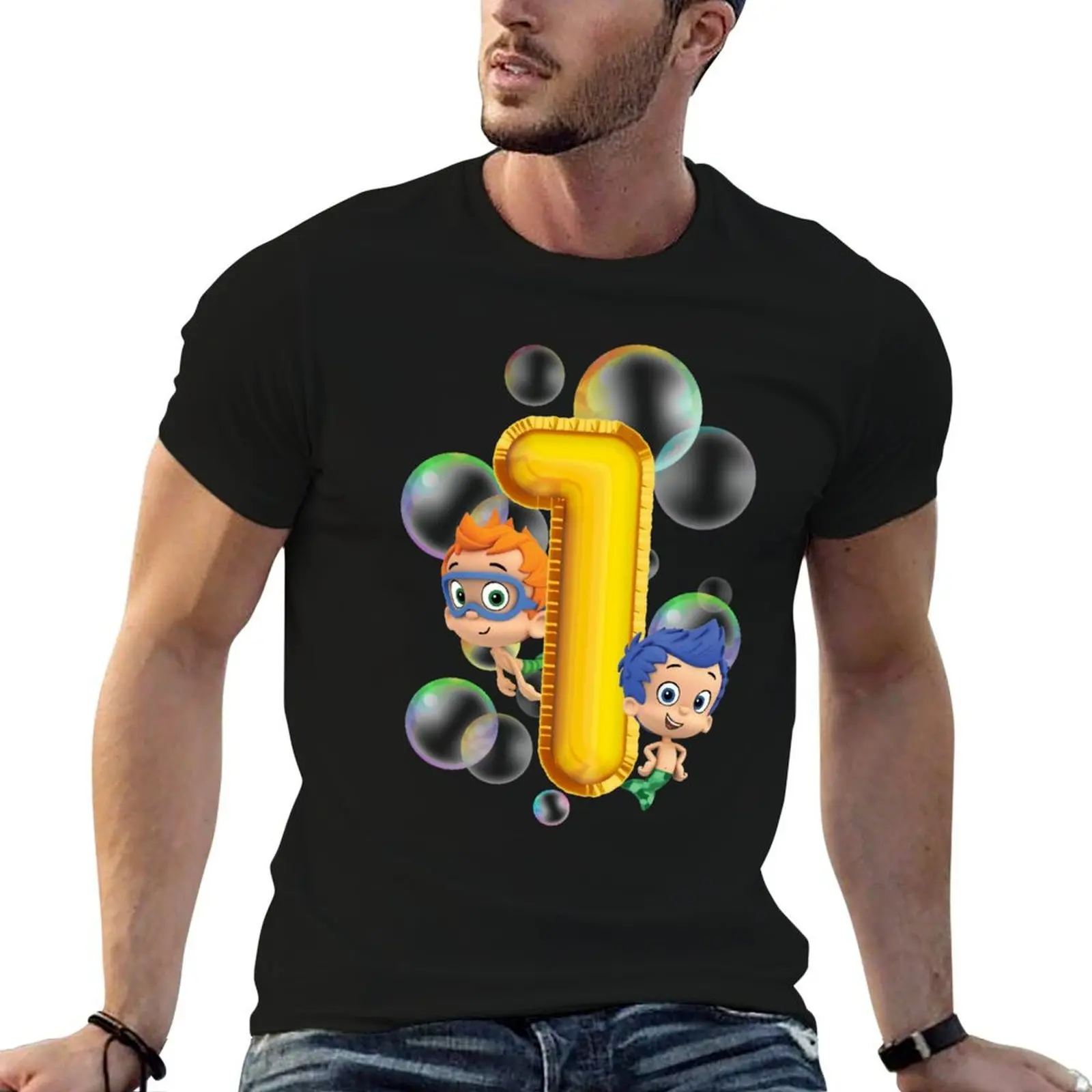 

1st birthday boy bubble guppies / cartoon / mermaids / kids T-Shirt t shirt for man 100 percent cotton anime tshirt T-Shirt
