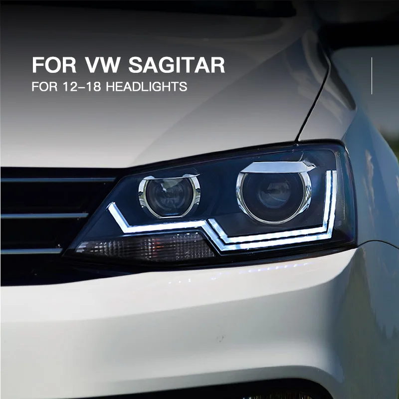 Car LED Headlight Light For Volkswagen Jetta 2012-2018 SAGITAR Fog DRL Brake Turn Signal Lamp Assembly Plug And Play Assemblies