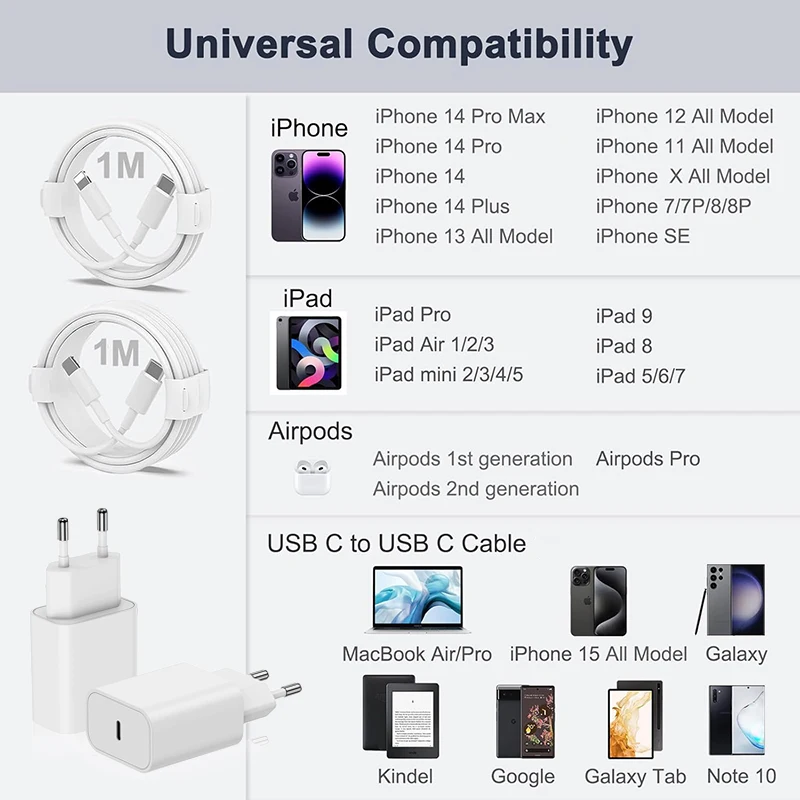 APPLE pengisi daya Cepat Tipe C 30W, kabel Lightning pengisian daya nirkabel cepat untuk iPhone 16 15 14 13 12 11 Pro Max Mini X XS XR Plus Magsafe