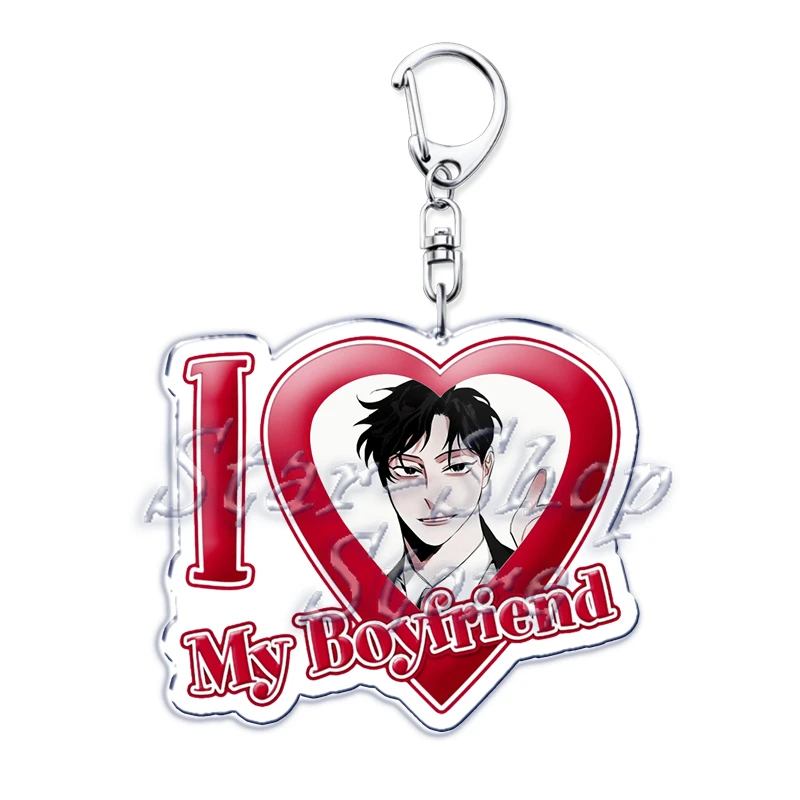 Manwha Roses and Champagne I Love My Boyfriend Key Chain Keychains Korean Manga Ring for Bag Pendant Keyring Jewelry Fans Gifts