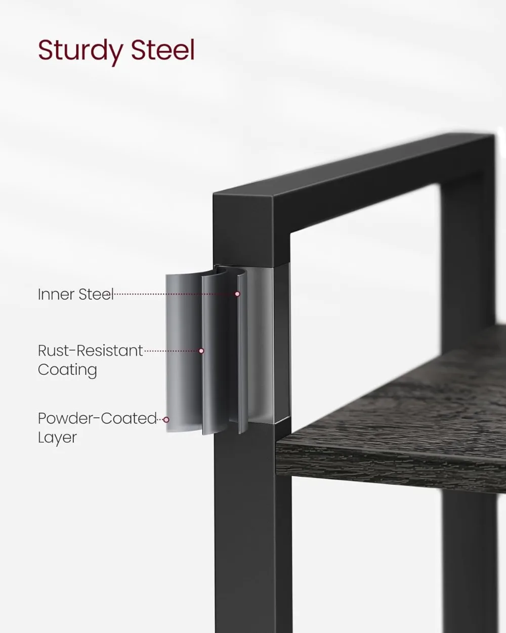 Libreria industriale a 5 livelli con struttura in acciaio, 9,4x24,4x65 pollici, grigio antracite e nero per ufficio domestico