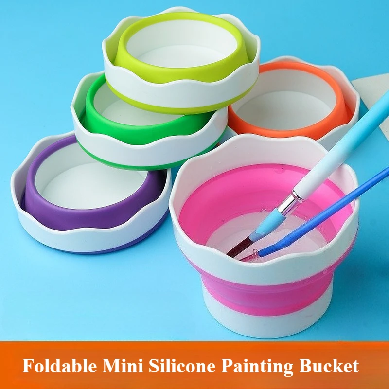 1PC Foldable Mini Silicone Painting Bucket-Watercolor Brush Cleaning Cup-Vibrant Art Accessories | Durable Silicone Material