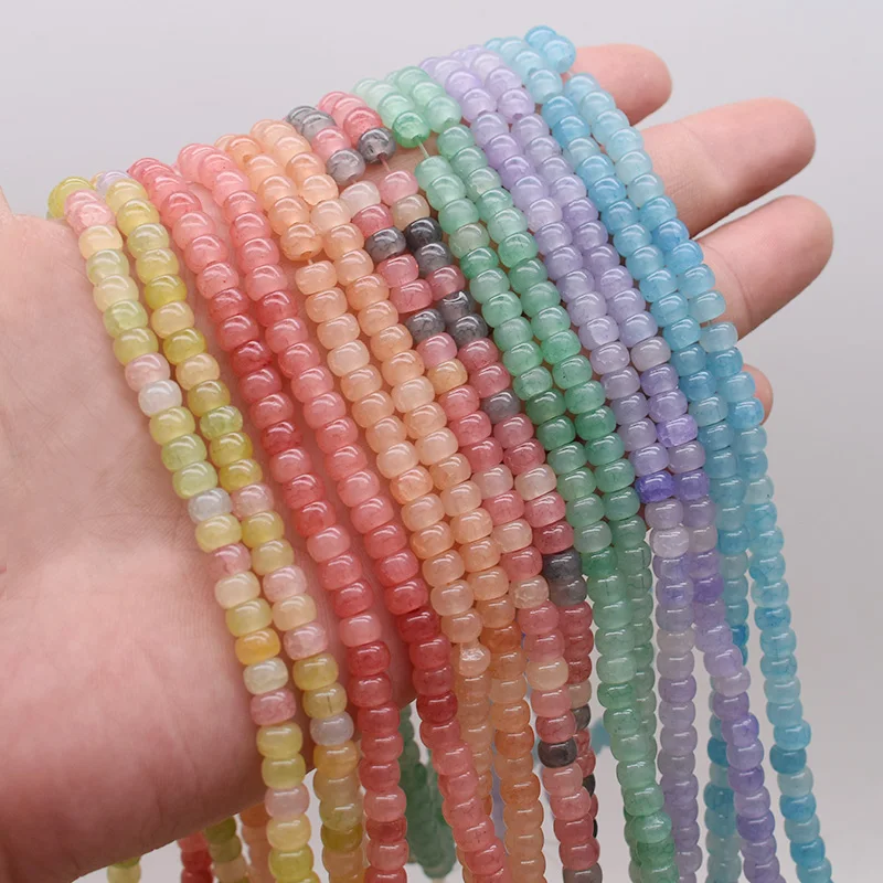 4x6mm 100pcs/lot Mixed-color Broken Flower Cracks Abacus Wheel Shape Glass Beads for Jewelry Making DIY Bracelet necklace