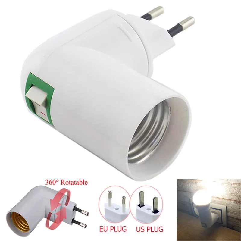 Adjustable E27 Lamp Bulb Bases Socket Adapter Plug Holder 360 Degrees Adaptor Converter 100-230V Lighting Light for Home Room