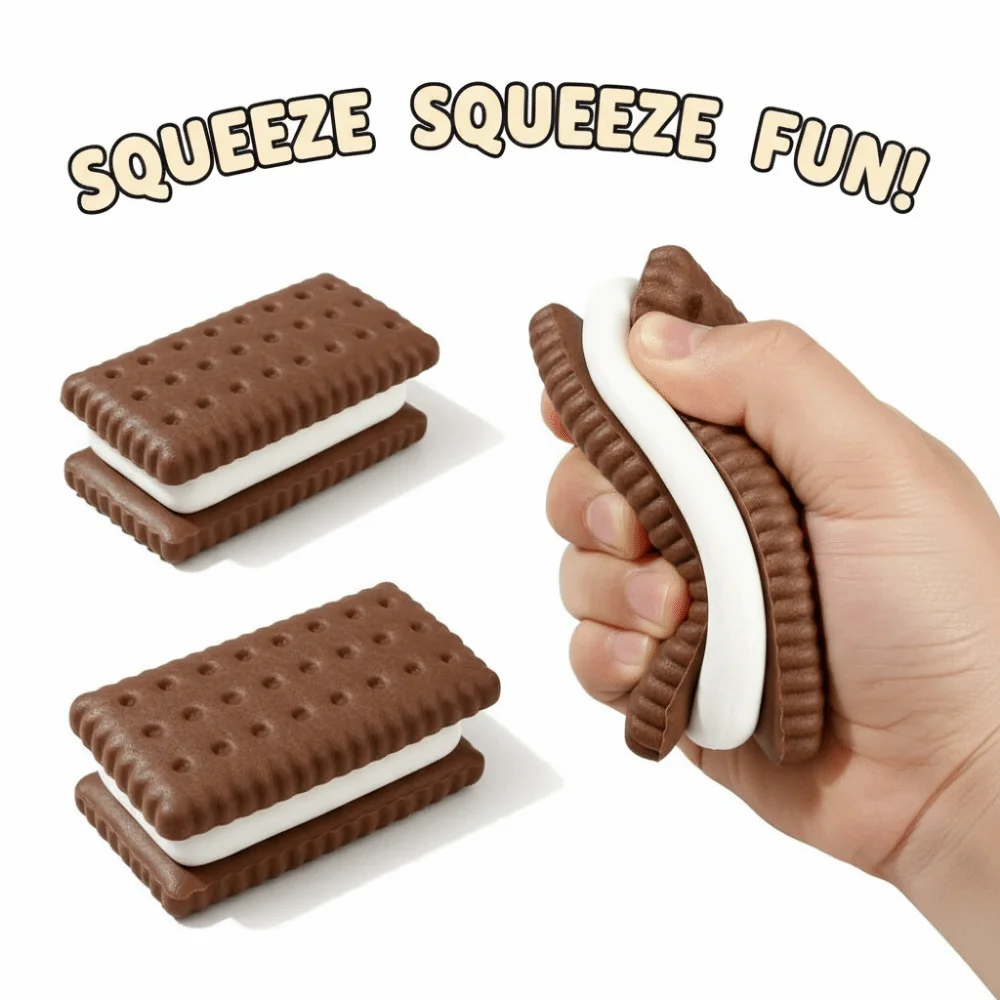Novelty Simulation Cookie Squeeze Toy Slow Rebound Biscuit Slow Rebound Soda Cracker Fidget Toy Realistic Soft Texture