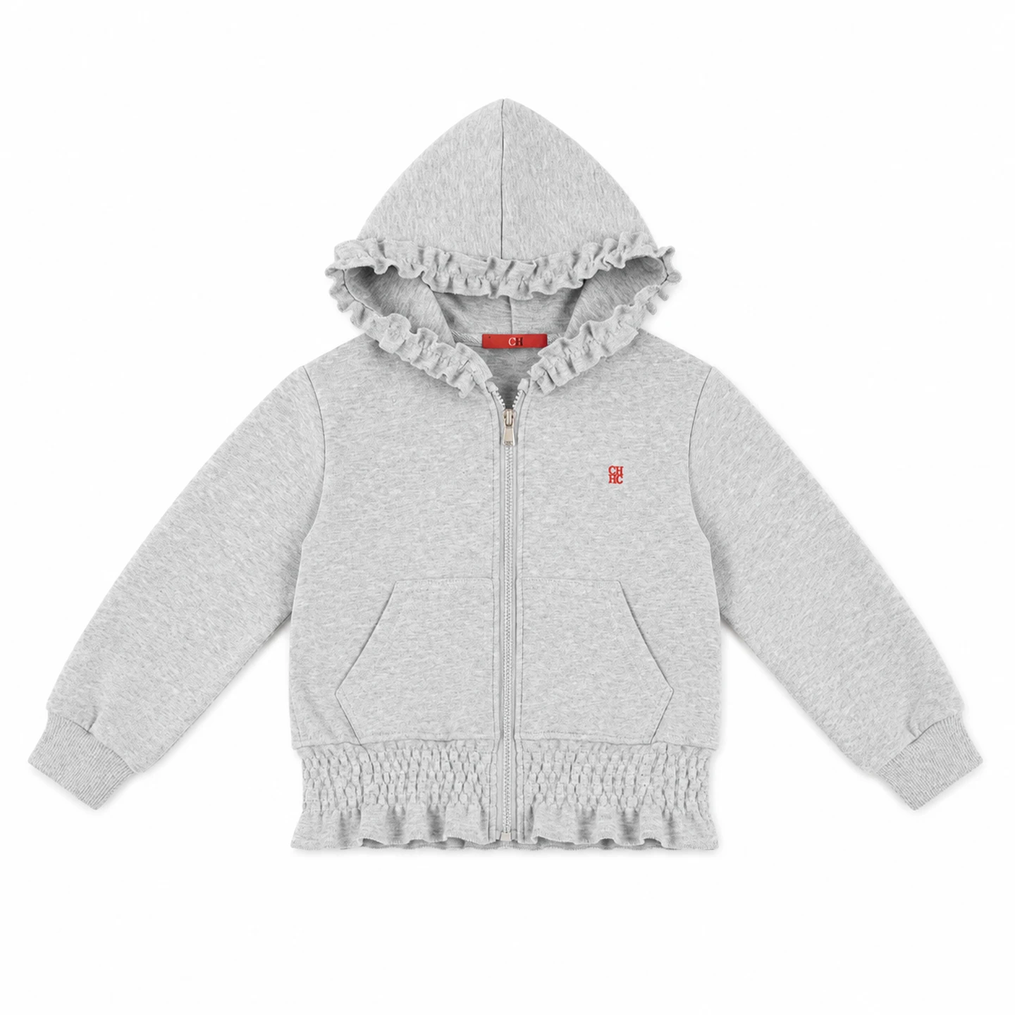CH Mädchen-Kapuzenjacke mit Reißverschluss, Rüschenbesatz, langen Ärmeln, lässige Sweatshirt-Jacke mit Taschen für Kinder, Frühling und Herbst – Detail 3