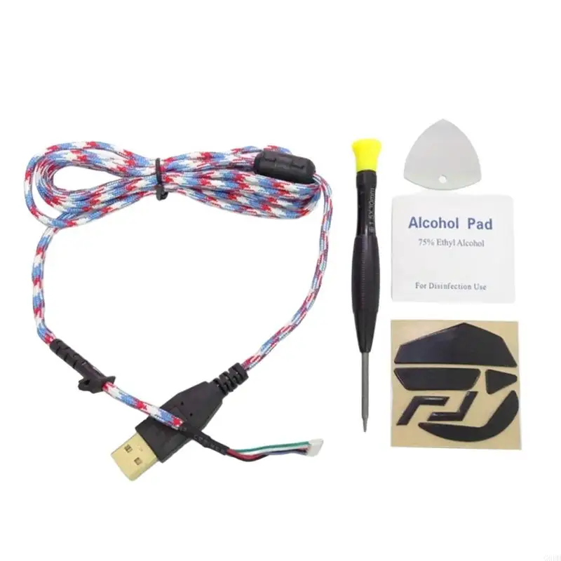 G6DD Enhances Control Gaming Mouse Paracord Cable NonSlip Feet Screwdriver Replacement Parts for G502 Stability