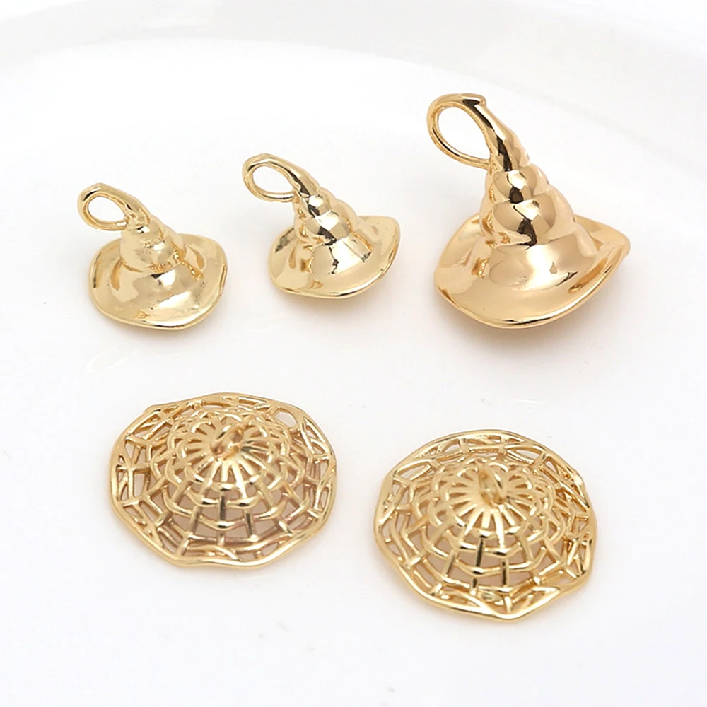 Brass Plated with Genuine Gold Rabbit Ear Witch Hat Pendant DIY Jewelry Making Necklace, Bracelet Baroque Accessory Materials