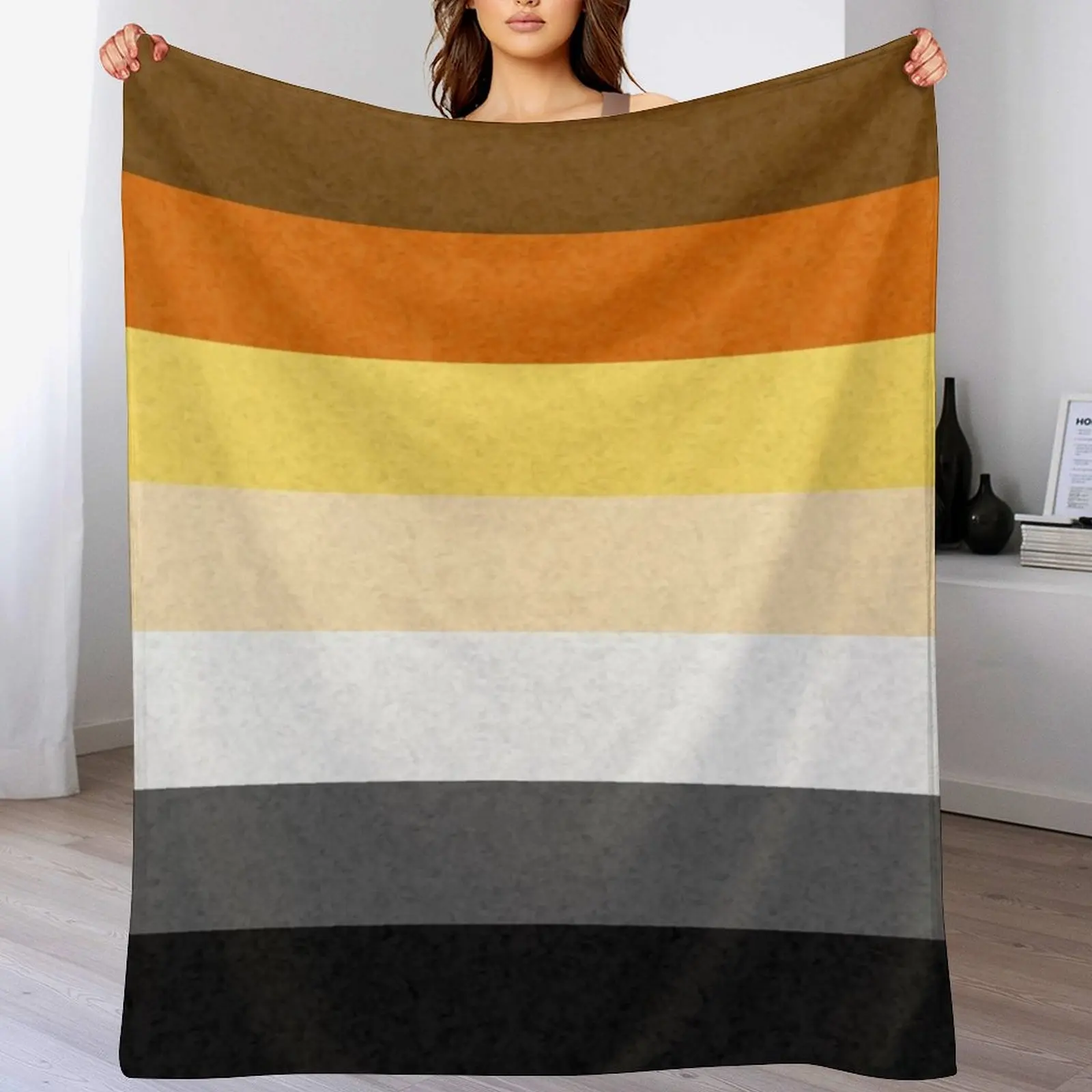 

Gay Bear Pride Flag Colored Background Throw Blanket Softest Stuffeds Plaid on the sofa Sleeping Bag Blankets