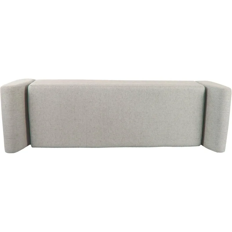 Banco com Pernas de Madeira Decoração de Casa | Banco com armazenamento para sala de estar e quarto - tecido cinza claro