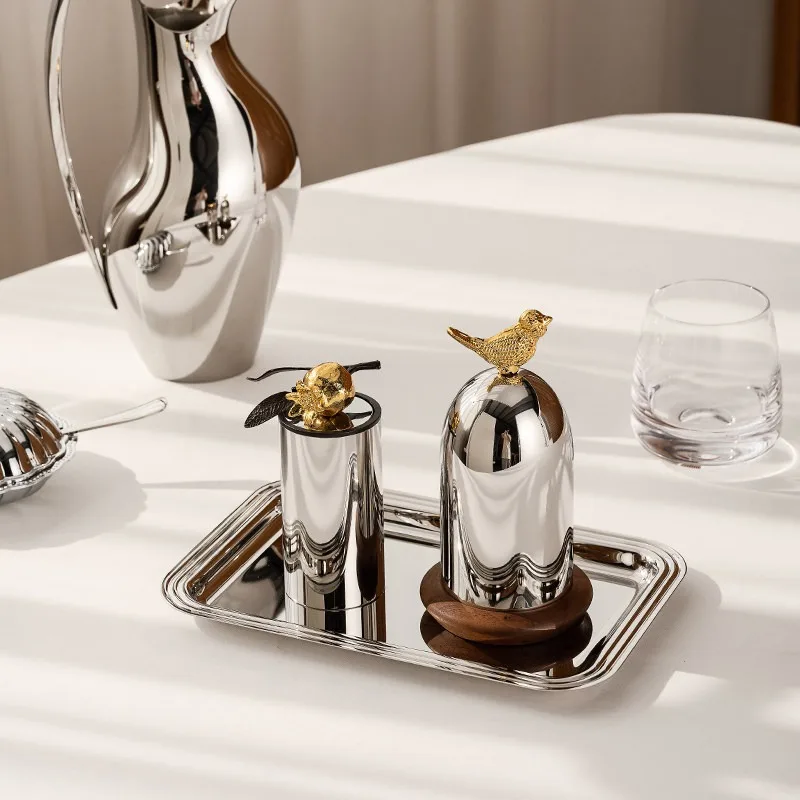 Light Luxury Stainless Steel Toothpick Holder Creative Toothpick Dispenser Decorative Tabletop Ornament Unique Gift for Friends