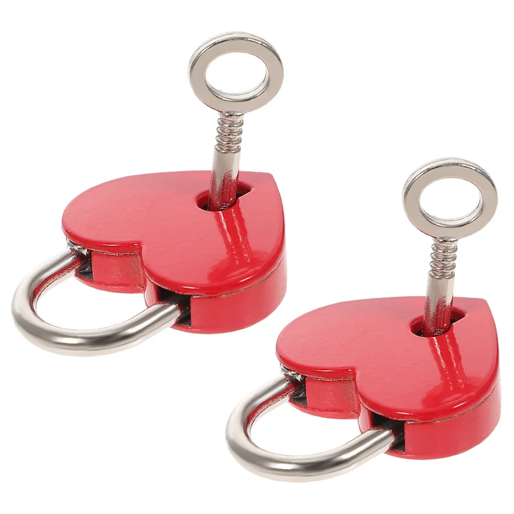 2 Sets Heart Lock Love Padlock Small with Key Mini Locks I- Love- You Wish Suitcases for Luggage Commemorate